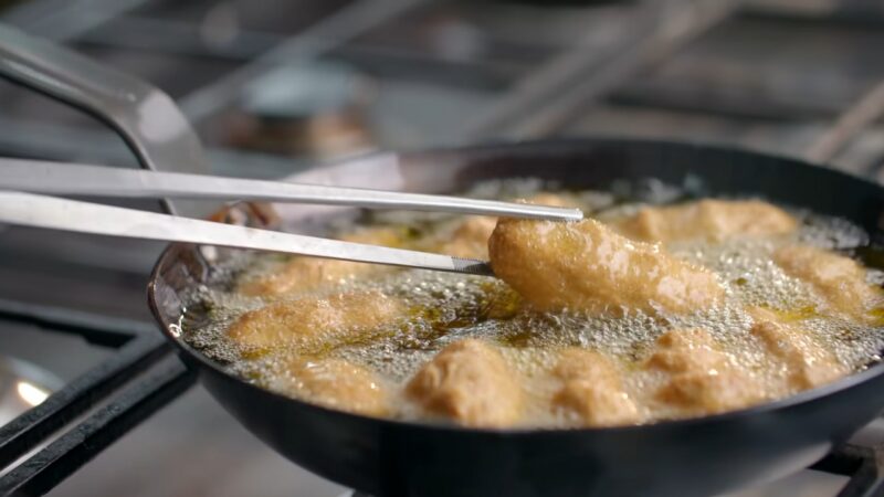 Frying Churma Ladoo