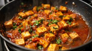 Add the sauce while cooking - Sofritas Tofu how to