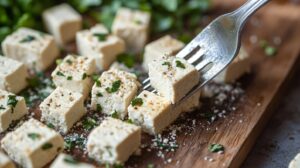 Crumble the tofu - Sofritas Tofu first step