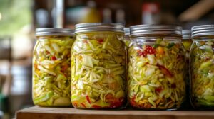 Pack into jars - Pickled Cabbage with Jalapenos making step