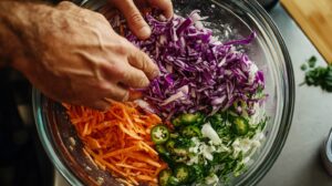 Pickle the vegetables - Pickled Cabbage with Jalapenos making step