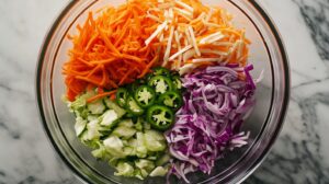 Prepare the vegetables - Pickled Cabbage with Jalapenos making step