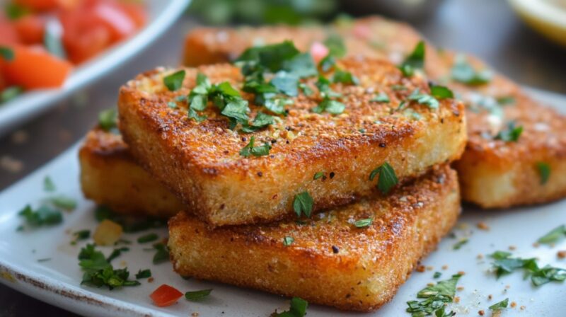 Sprinkle with crushed spices and fresh herbs for a bold finish. Crispy, herby, and impossible to resist