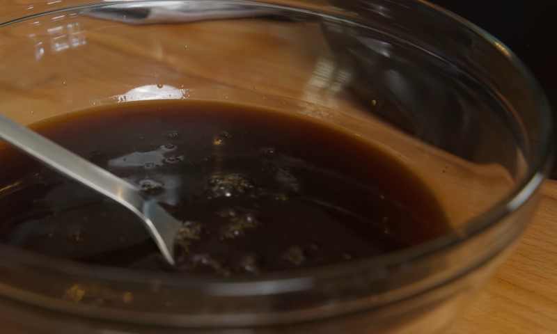 Worcestershire Sauce in a bowl on a kitchen table